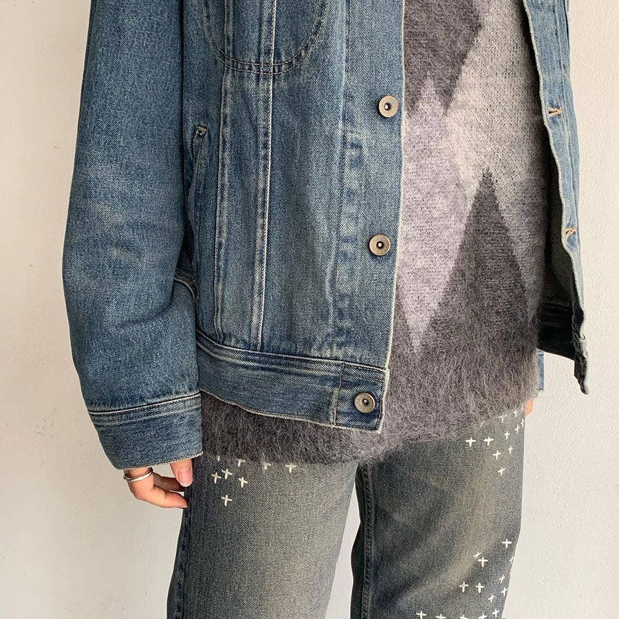 SALE 40%OFF ! , 【DAIRIKU/ダイリク】, Cross Embroidery Vintage Denim Jacket ,  22AWD-1