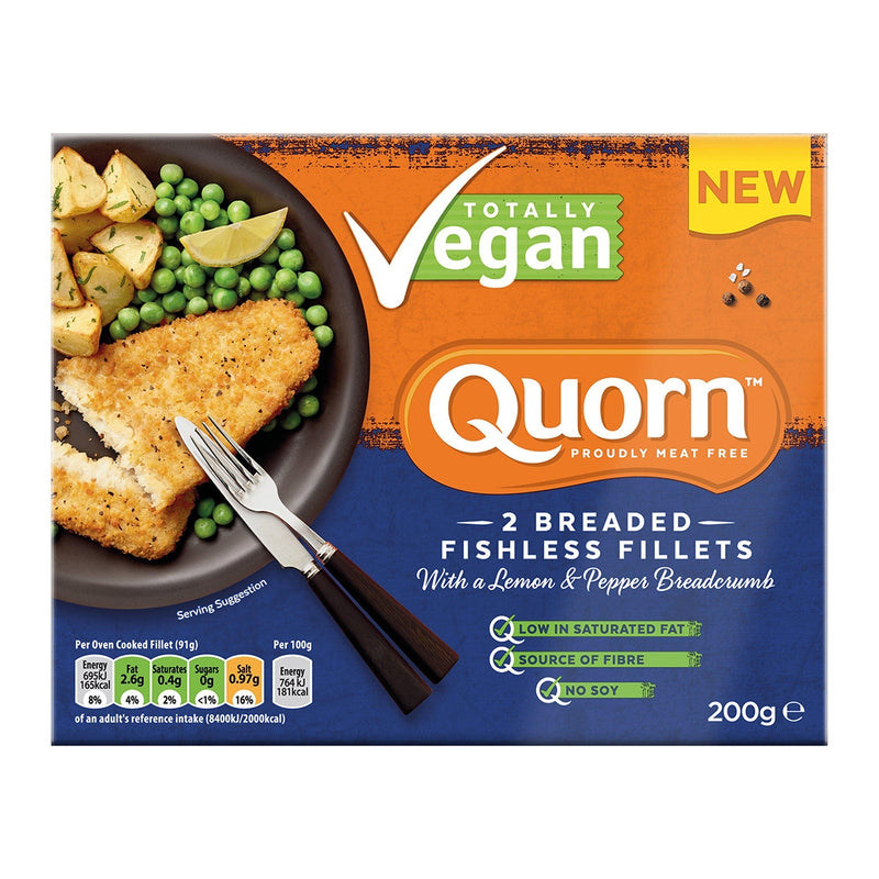 QUORN Meat Free Breaded Fishless Fillets With Lemon & Pepper Breadcrumb, 200g - Pack of 2
