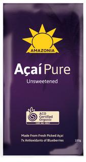 AMAZONIA Organic Acai Pure Unsweetened Smoothies, 4Kg - Pack of 40