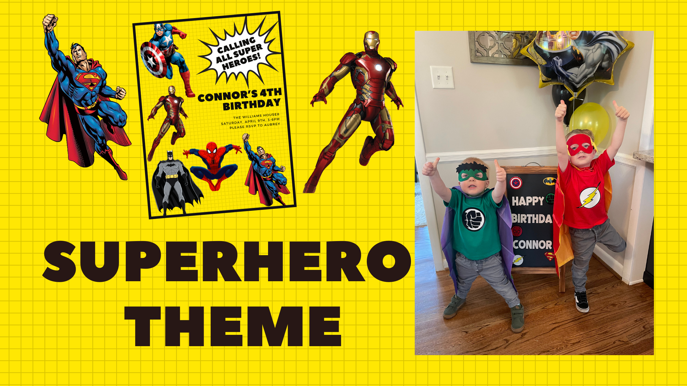 superhero themed kid birthday party