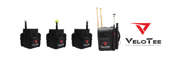VeloTee Baseball & Softball Bat Bag Backpack with Batting Tee Showing How The VeloTee Works