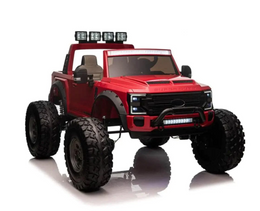 Red Ford F450 Super Duty 24V electric ride on kid car 4 wheel drive model.