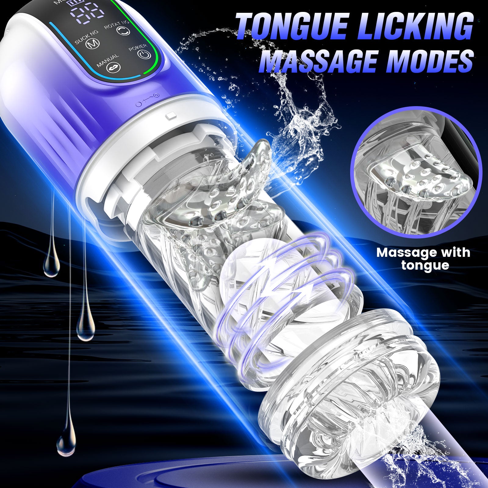 Aierle®Water Spa Sucking Rotating Male Masturbation cup LED disply intelligent frequenct control3