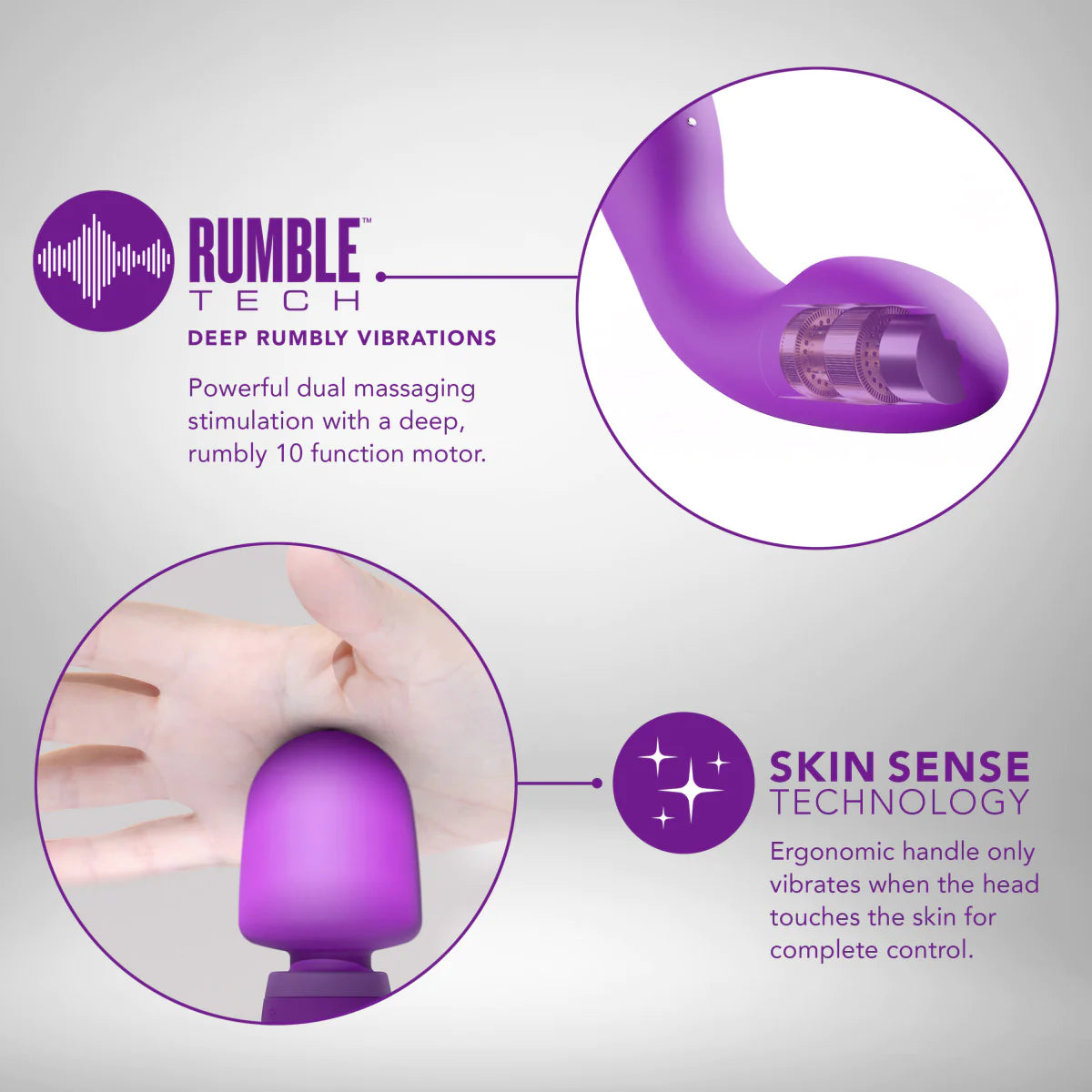 Blush-Dual Sense 10 Function Massage Wand With RumbleTech10