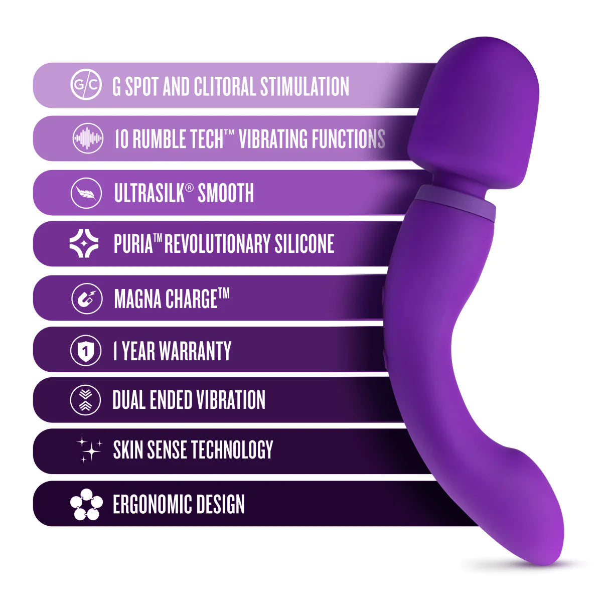 Blush-Dual Sense 10 Function Massage Wand With RumbleTech7