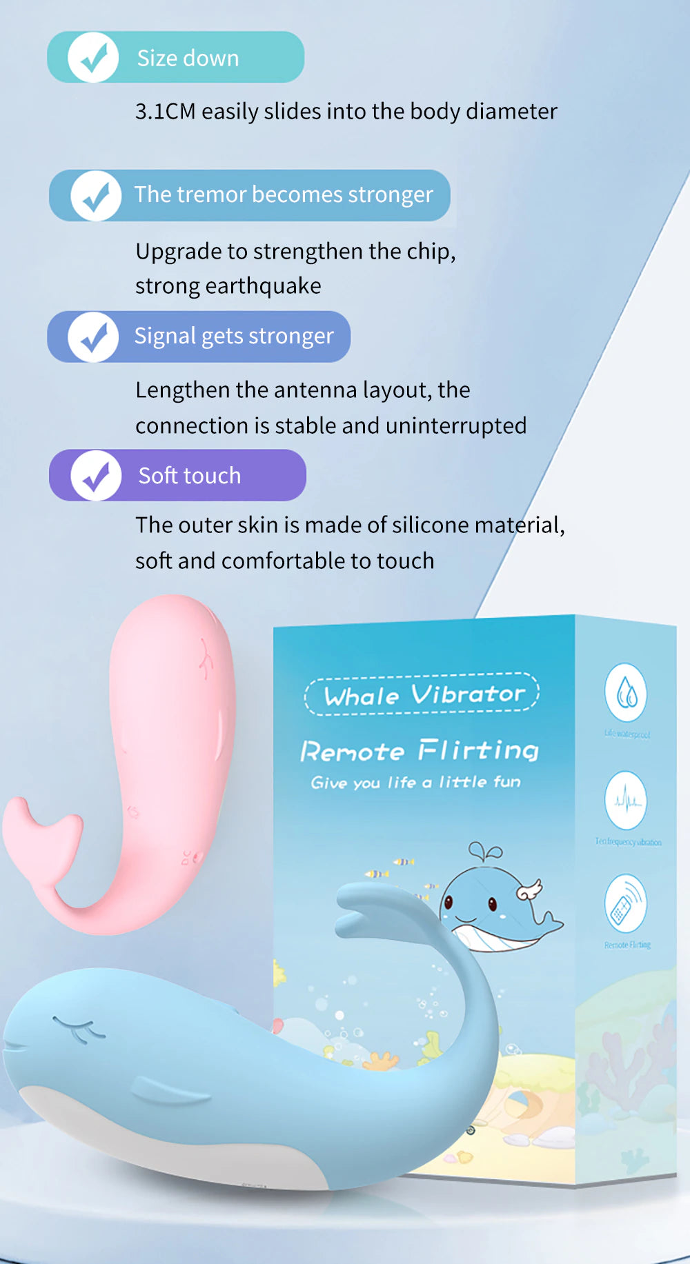 Little Whale Vibrator Remote Control  Egg Vaginal G-spot Clitoral Stimulator-7