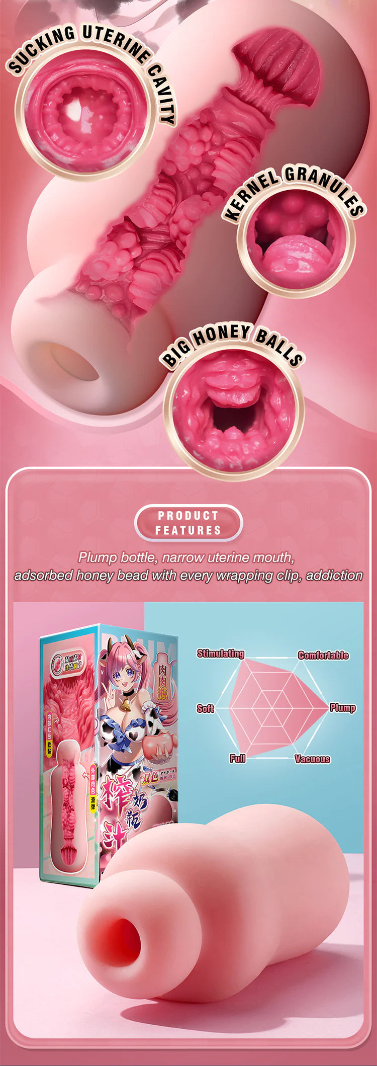 Lulucup® Anime-Inspired Manual Masturbation Cup - Bottle Design, Realistic Sleeve, Multi-Stimulation, Ideal for Male Masturbation 15