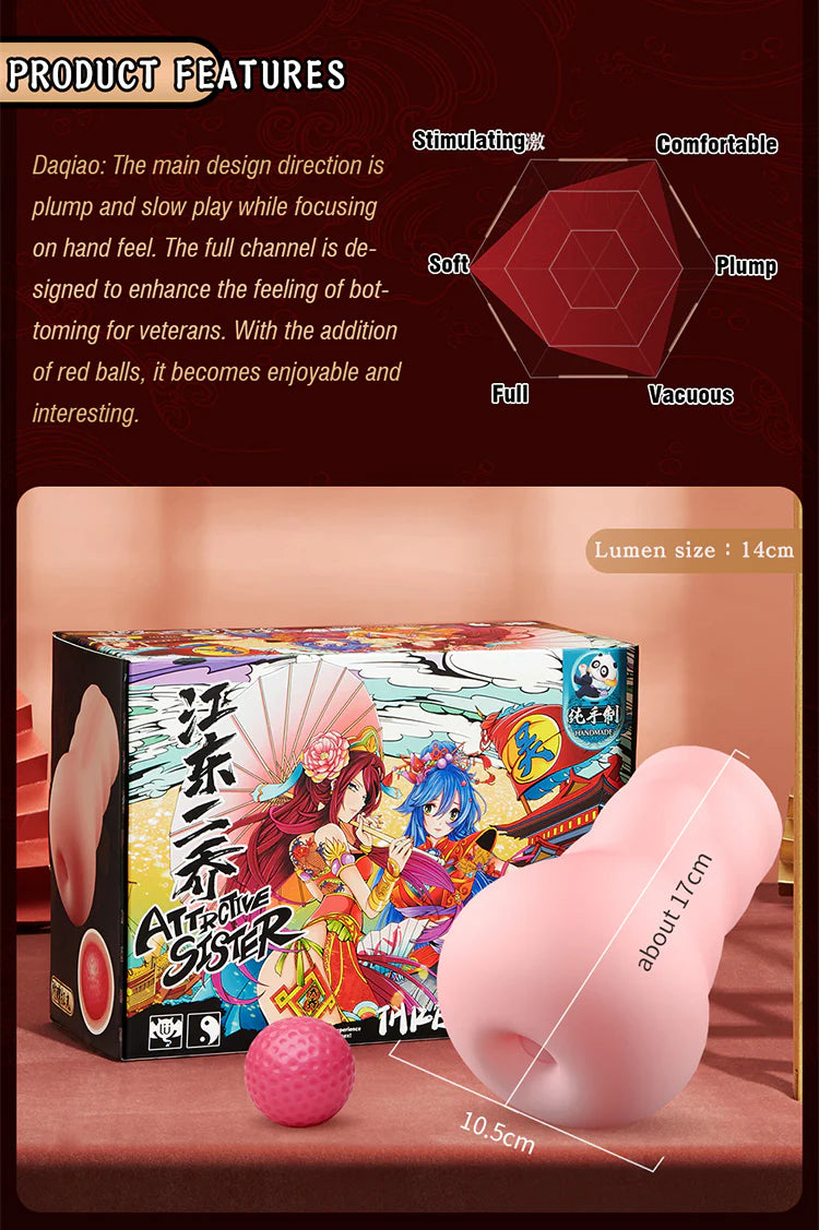 Lulucup® Chinese-inspired Manual Butt Masturbator Anime Design, Realistic Tunnel, Multi-Stimulation, Male Masturbation Toy12