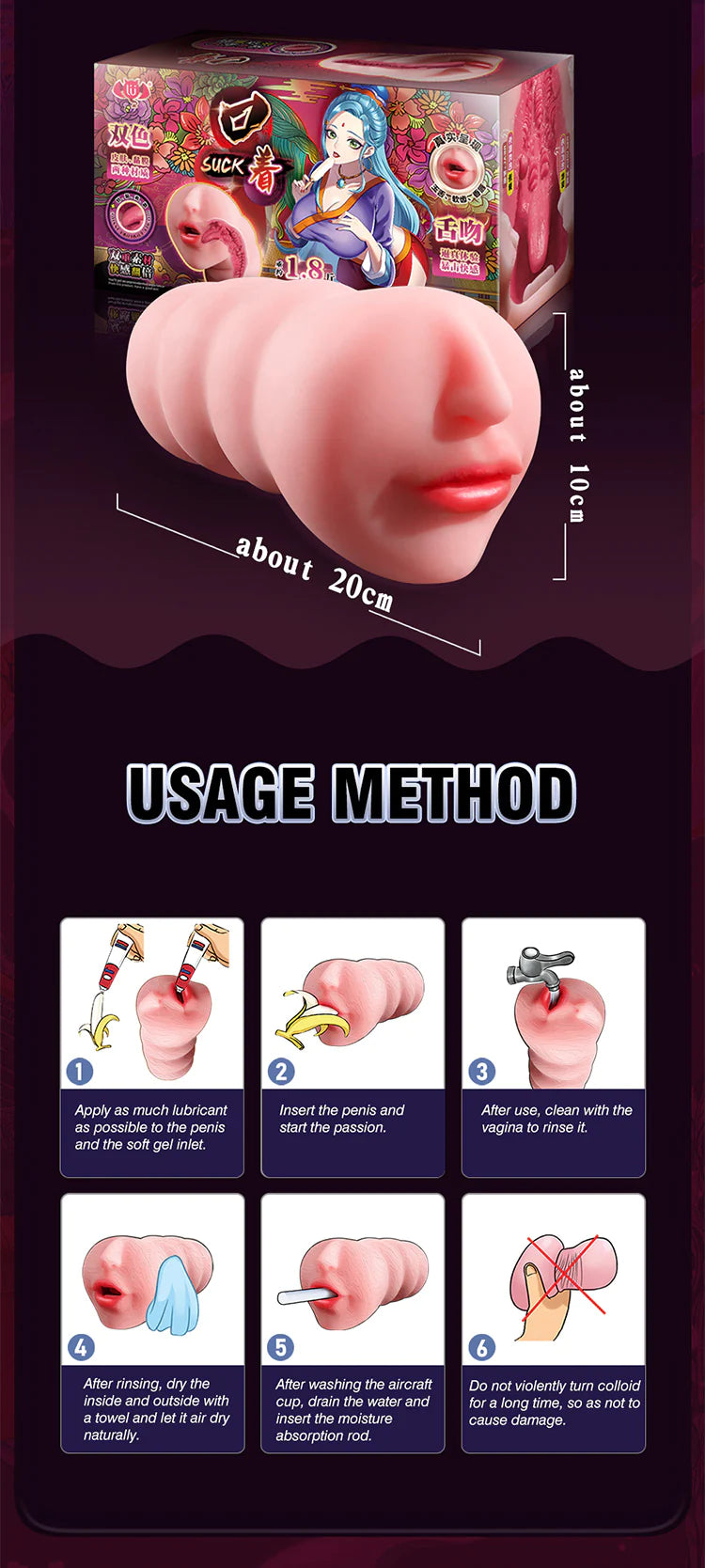 Realistic Male Masturbator for Blowjob, Light-Colored Skin Face Design Oral Sex Toy Stroker Pocket Pussy for Masturbation19