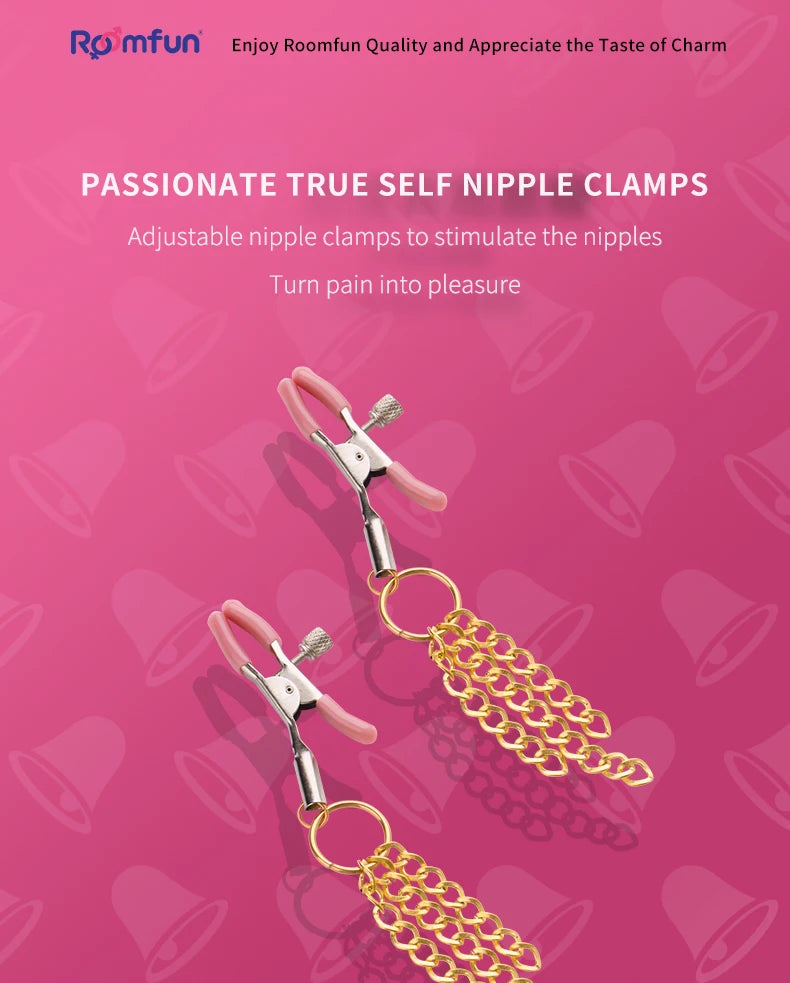 Roomfun® Metal SM slave Flirting Nipple clamp Clip Breast Restraint for female1