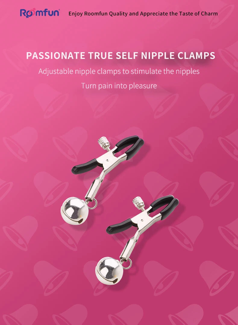 Roomfun®Premium Metal SM slave Flirting Nipple clamp Clip Breast bondage kit for woman1