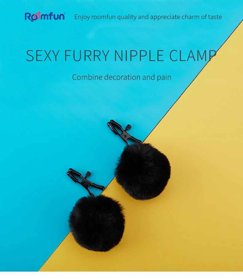 Roomfun®SM Sexy furry nipple clamp Clip Breast Vagina Clip Restraint1