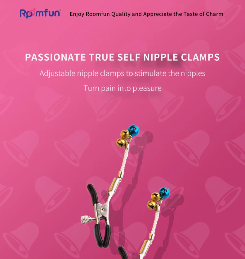 Roomfun®Sex Breast Clamp Metal bell Nipple Clips Bondage Adult BDSM Fetish Flirt Toys1