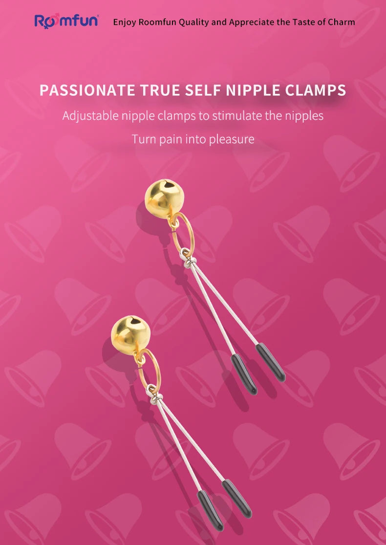 Roomfun®Sex Breast Massage Clamp Metal bell Nipple Clips Adult SM Fetish Flirt Toys1