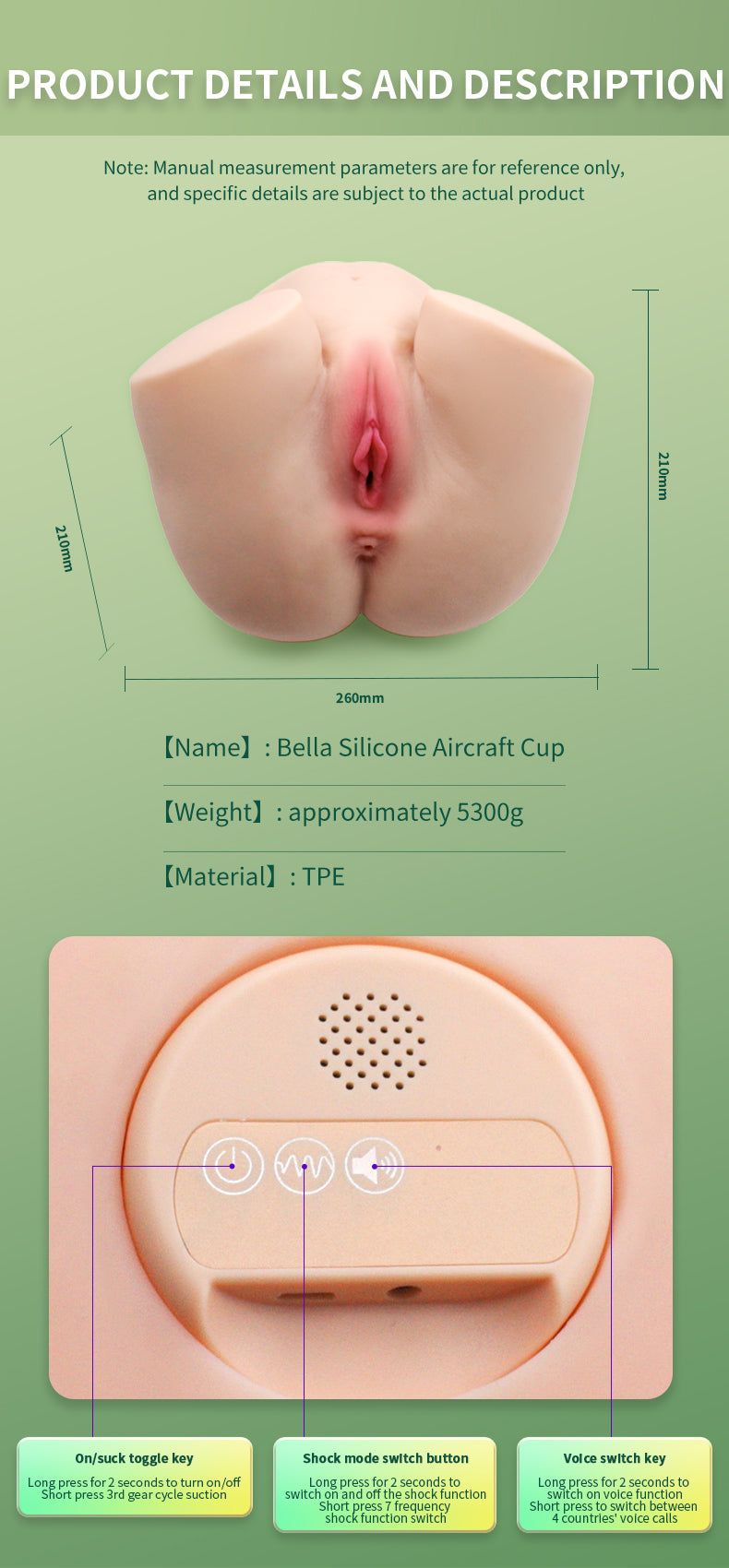 Touch Girl® Bella Silicone Aircraft cup Smart buttocks can absorb and tremble  automatic sucking 10