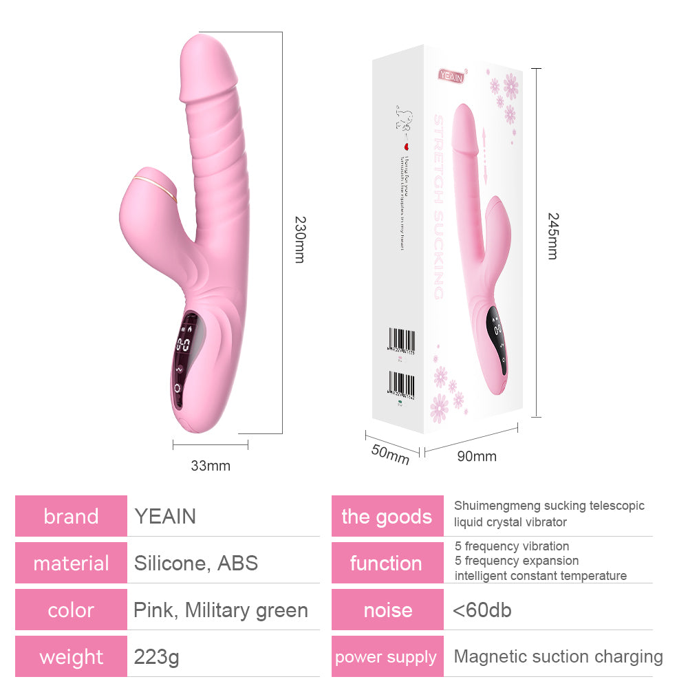 YEAIN®Stretch sucking Vibrating G spot AV Stick Penis Female Sex Masturbation Toy 2