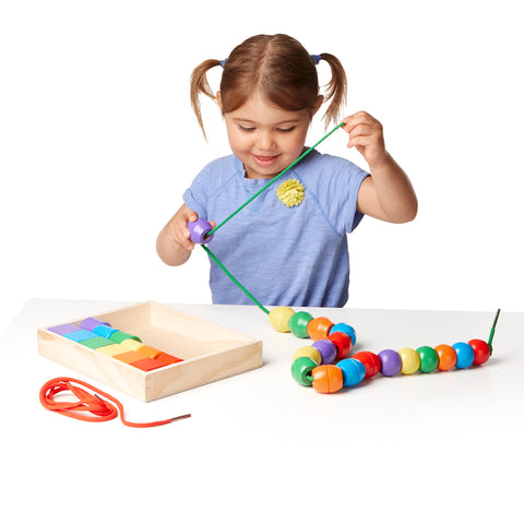 Melissa & Doug Wooden Primary Lacing Beads