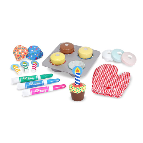 Melissa & Doug Our Favorite Play Food Toys for Kids Bake & Decorate Cupcake Set