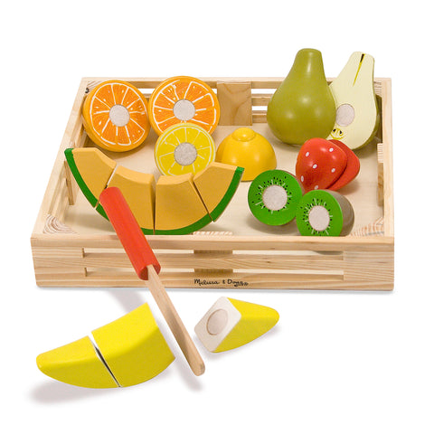 Melissa & Doug How to Stock a Play Kitchen in 7 Easy Steps Cutting Fruit Set Wooden Play Food