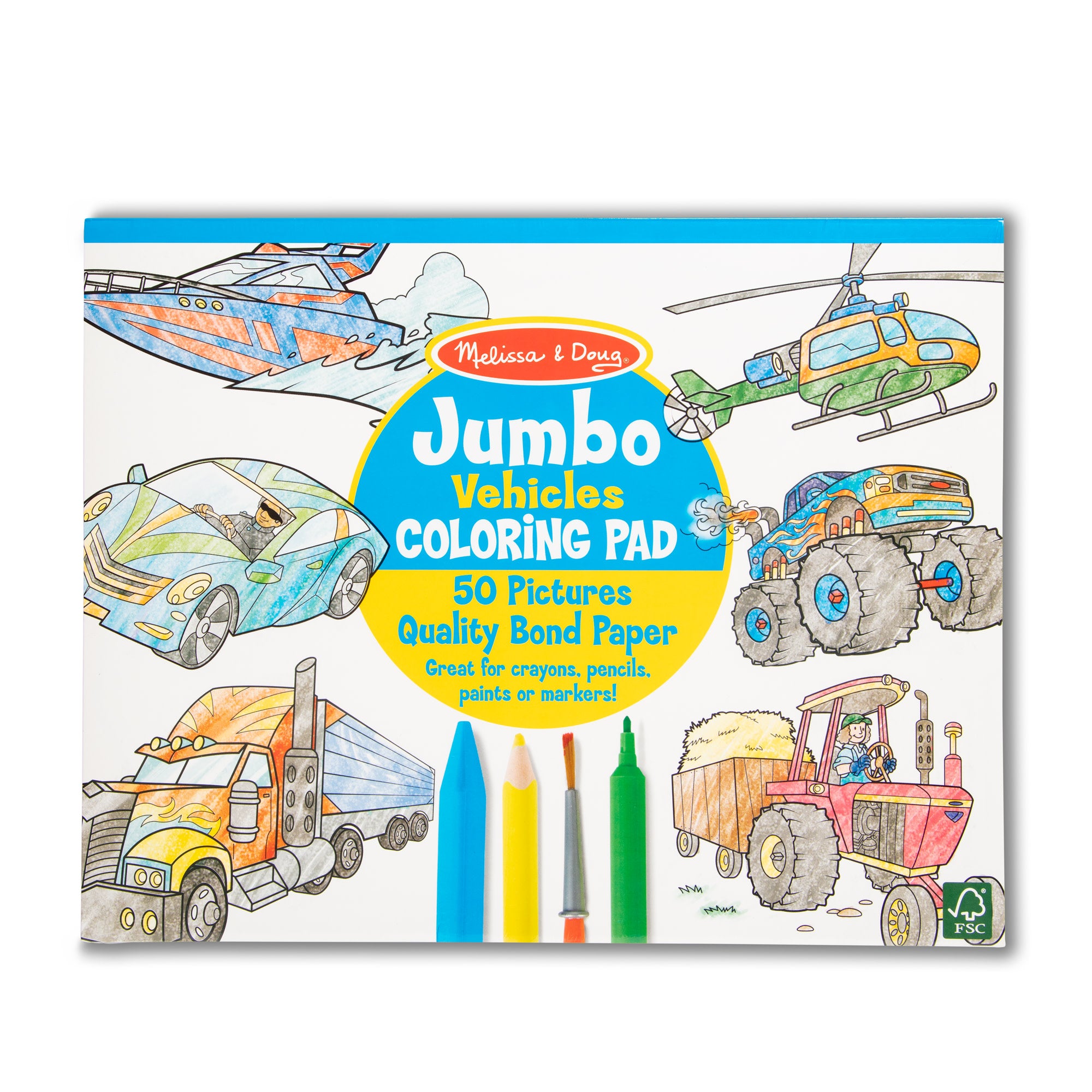 Melissa & Doug Jumbo Coloring Pad (11 x 14 inches) - Animals, 50 Pictures -  Animal Coloring Book, Art Paper For Kids Painting And Drawing