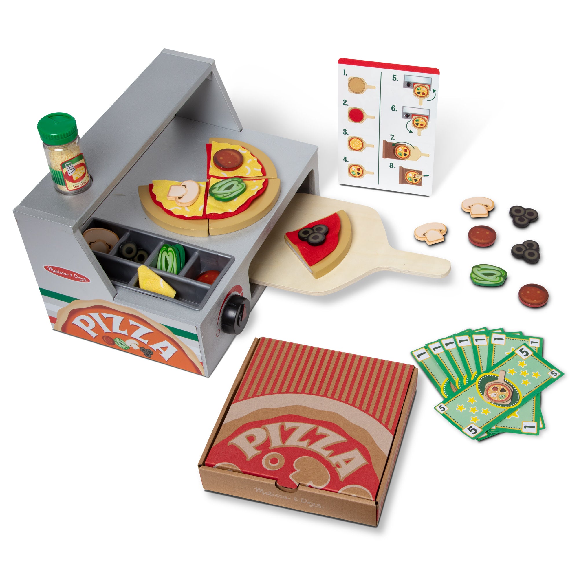 Brain Food: Pretend Pizzeria – 121 Piece Wooden Pizza Play Food Set with  Menu, Chef Hat and Cash Register – SPG Family…