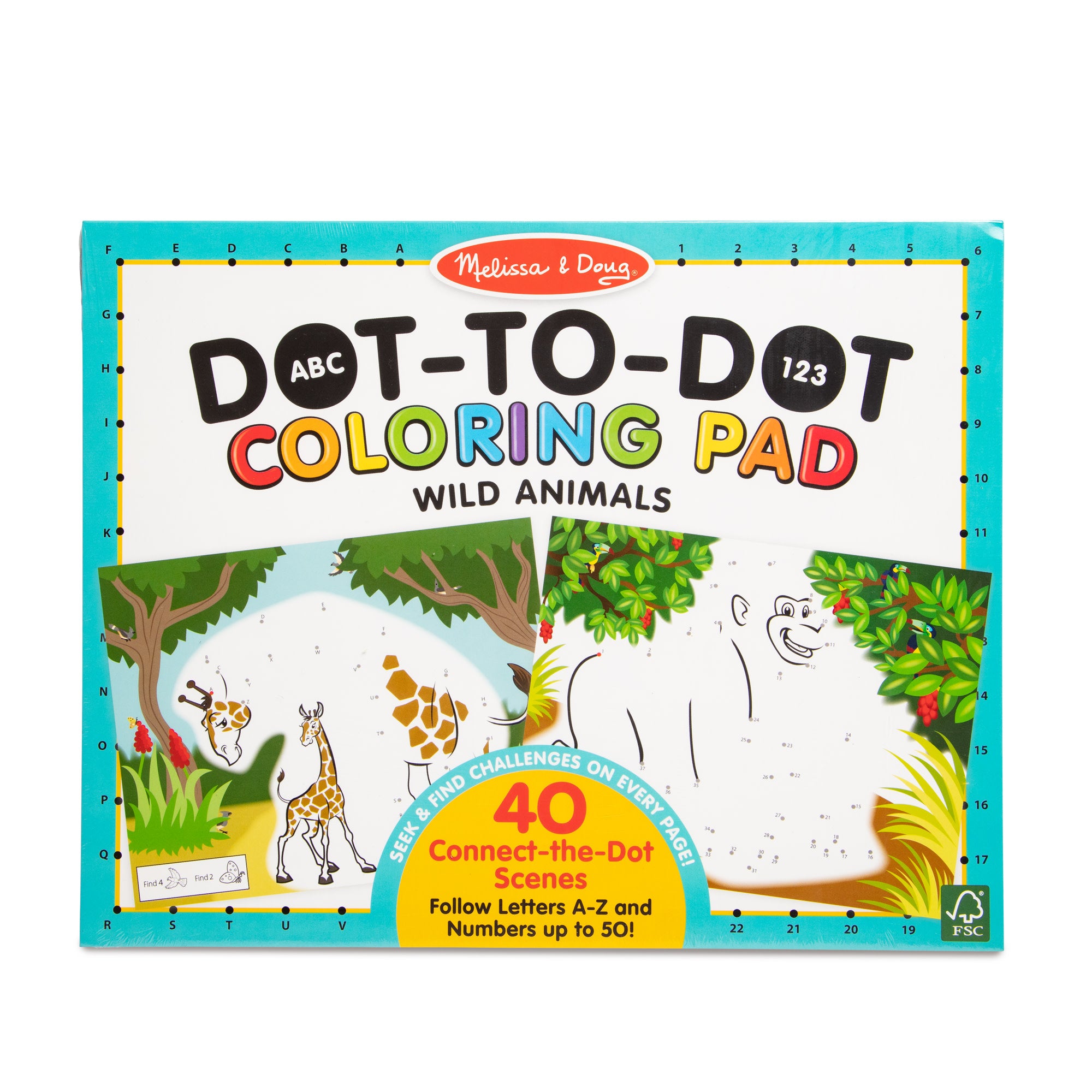 ABC 123 Dot-to-Dot Coloring Pad - Wild Animals — Nature's Workshop