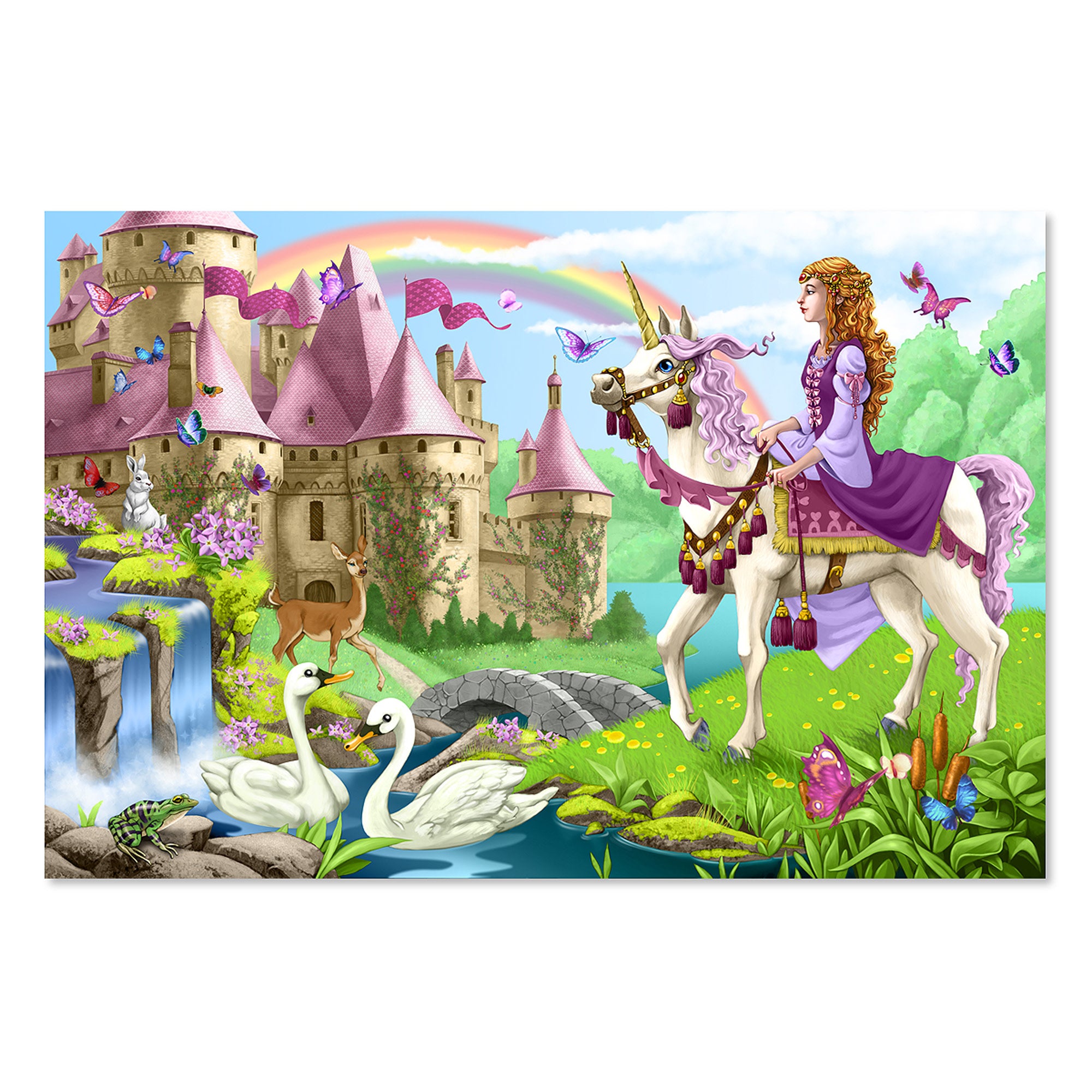 Fairy Castle Puzzle DJECO 54 Piece Silhouette Jigsaw Princess Pink Fantasy  NEW 3070900072466