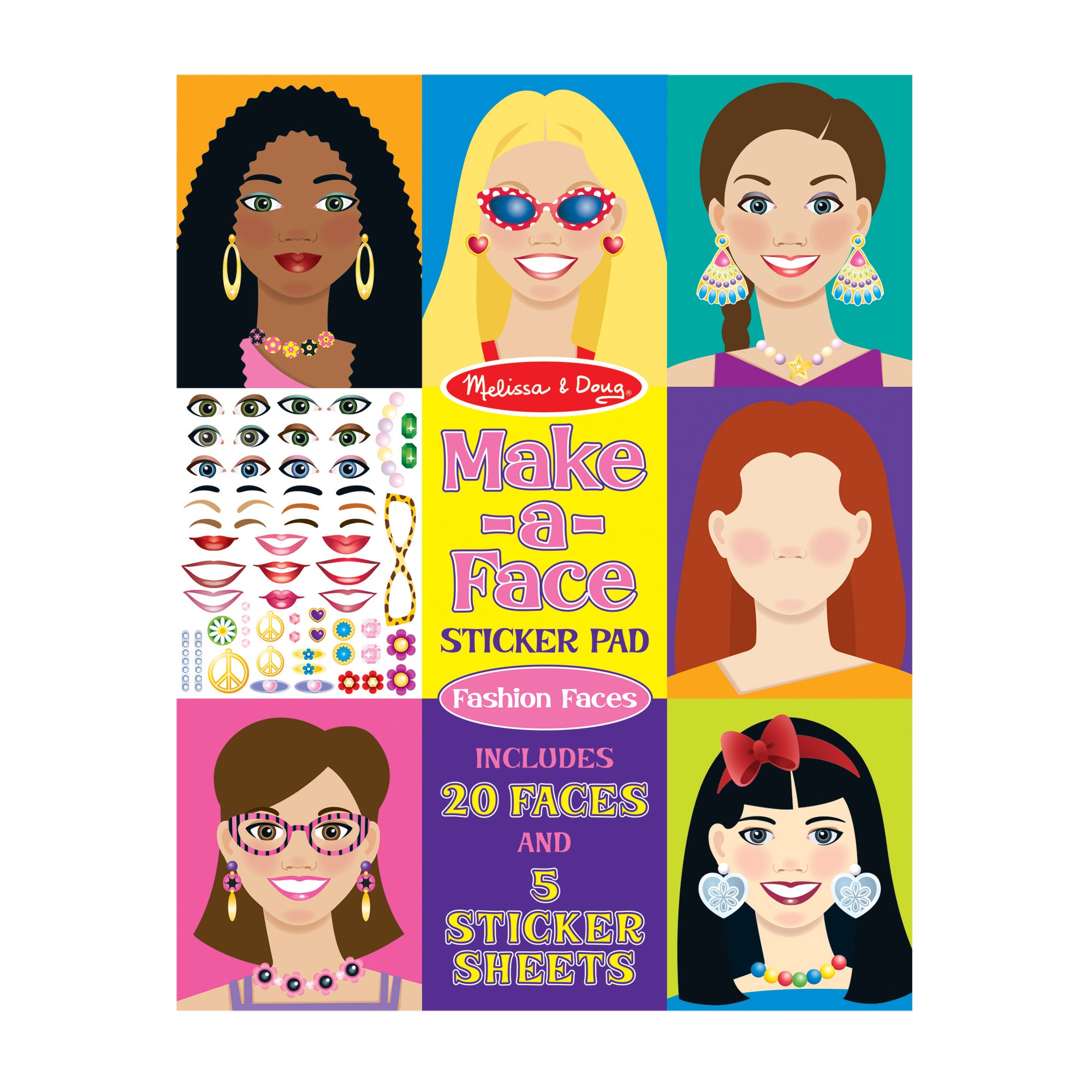 Melissa & Doug Sticker Pad Pets - Make a Face! - 65 Reusable Stickers  unisex (bambini)