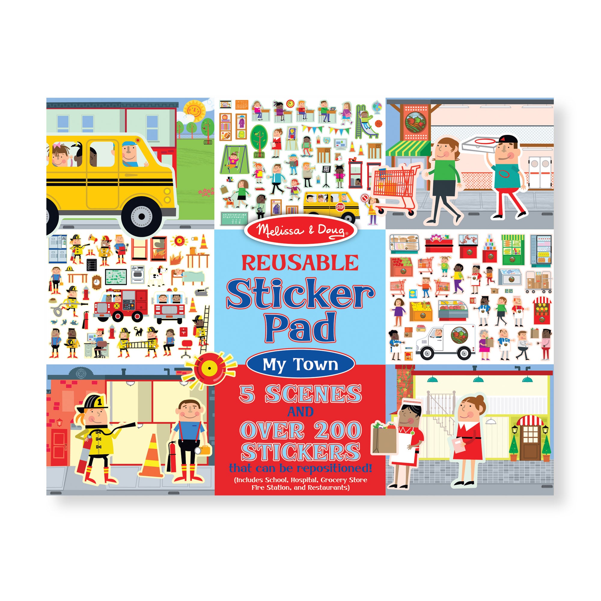 Melissa & Doug Reusable Sticker Pad: My Town - 200+ Stickers and 5 Scenes