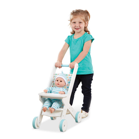 Melissa & Doug What Playing Dollhouse Teaches Our Children Mine to Love Wooden Play Stroller