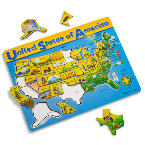 Melissa & Doug Indoor Fun Guide U.S.A. Map Wooden Puzzle