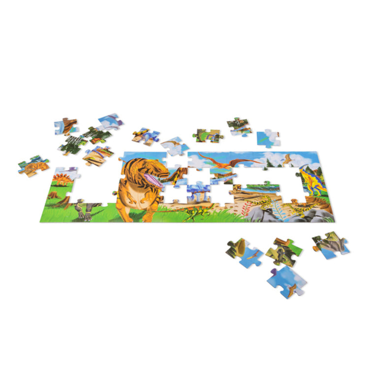 Melissa & Doug Dinosaurs 4-in-1 Wooden Jigsaw Puzzles in a Storage Box (48  pcs) - Kids Puzzle, Dinosaur Puzzles for Kids Ages 3+ - FSC-Certified