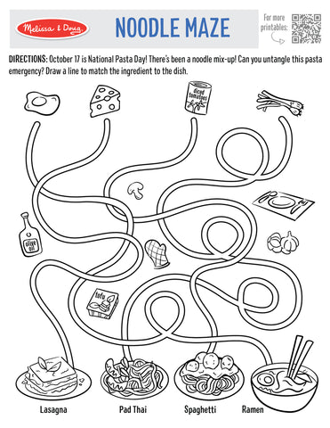 Melissa & Doug National Pasta Day FREE Printable Activity for kids blog post
