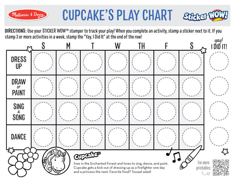 Melissa & Doug Sticker WOW! Cupcake's Play Chart Printable