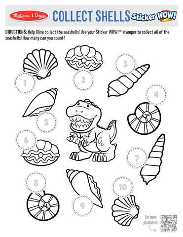 Melissa & Doug Sticker WOW! Collect Seashells Printable - Olive