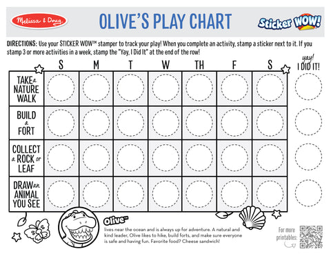 Melissa & Doug Sticker WOW Olive the Dinosaur Play Chart printable