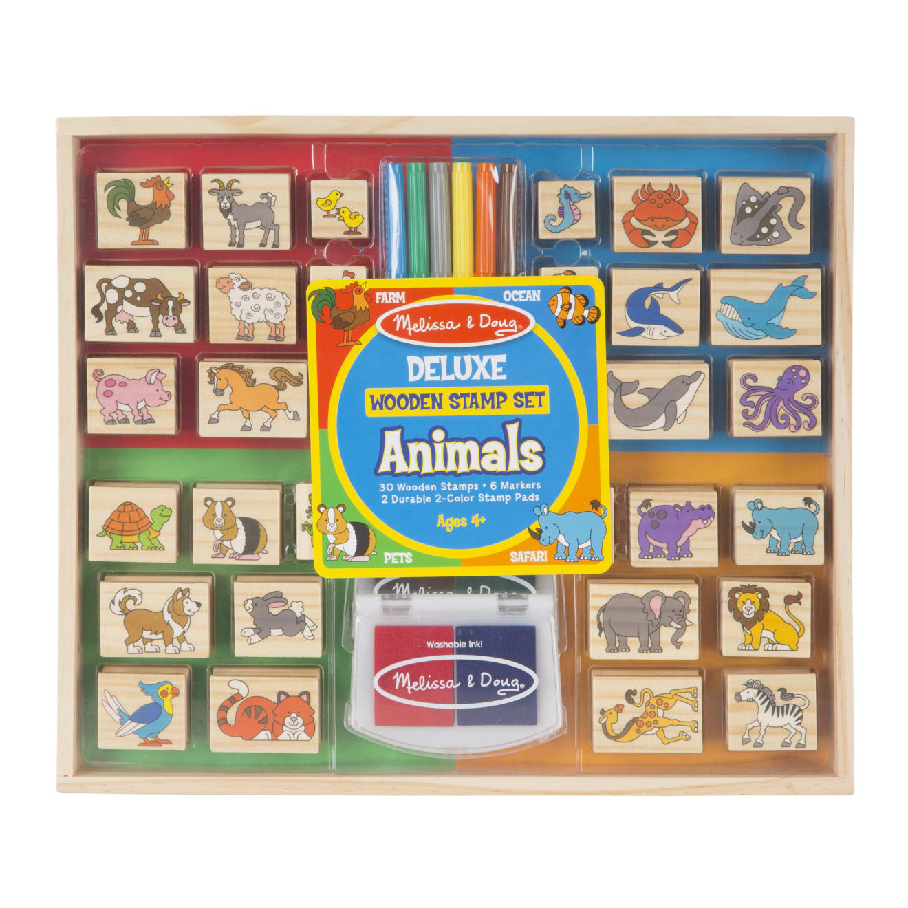 Melissa & Doug My First Wooden Stamp Set - Farm Animals - Art Projects,  With Washable Ink, Farm Themed Wooden Stamps For Kids Ages 4+