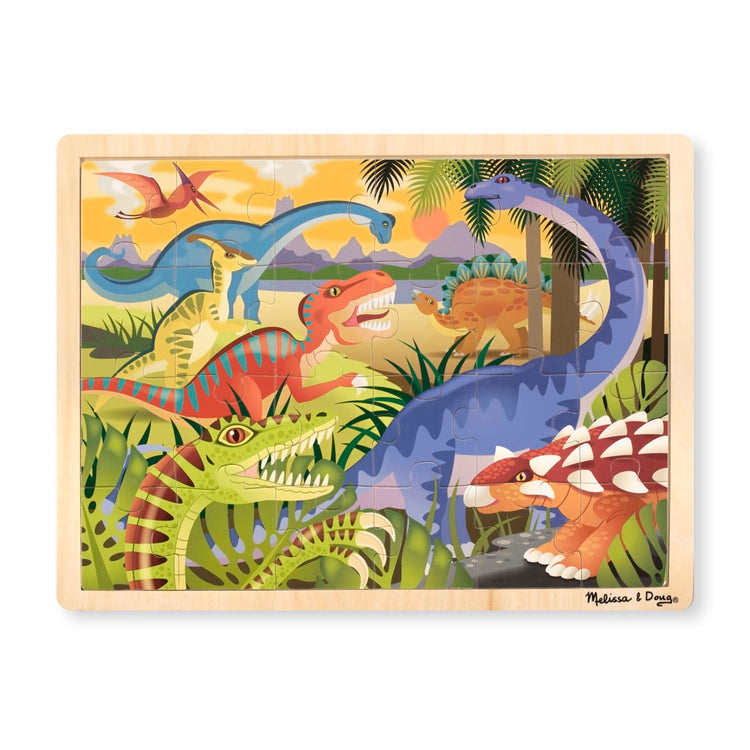 An assembled or decorated the Melissa & Doug Dinosaurs Wooden Jigsaw Puzzle With Storage Tray (24 pcs)