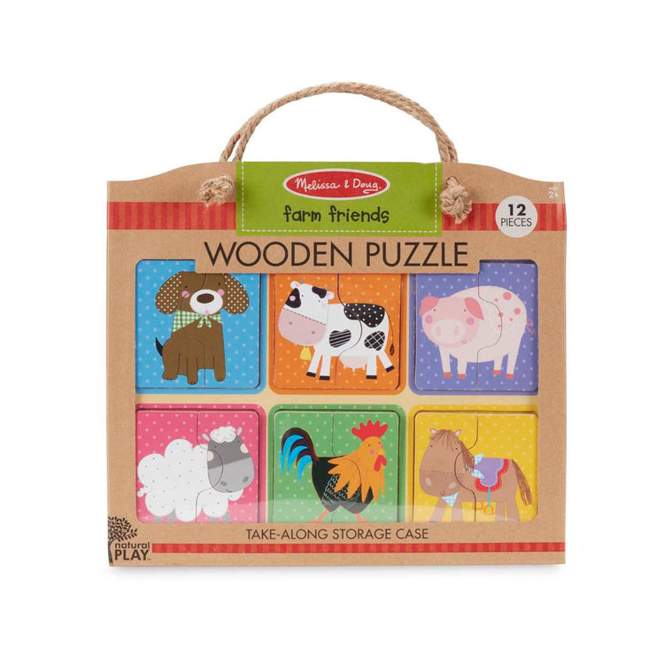 the Melissa & Doug Natural Play Wooden Puzzle: Farm Friends (6 2-Piece Animal Puzzles)