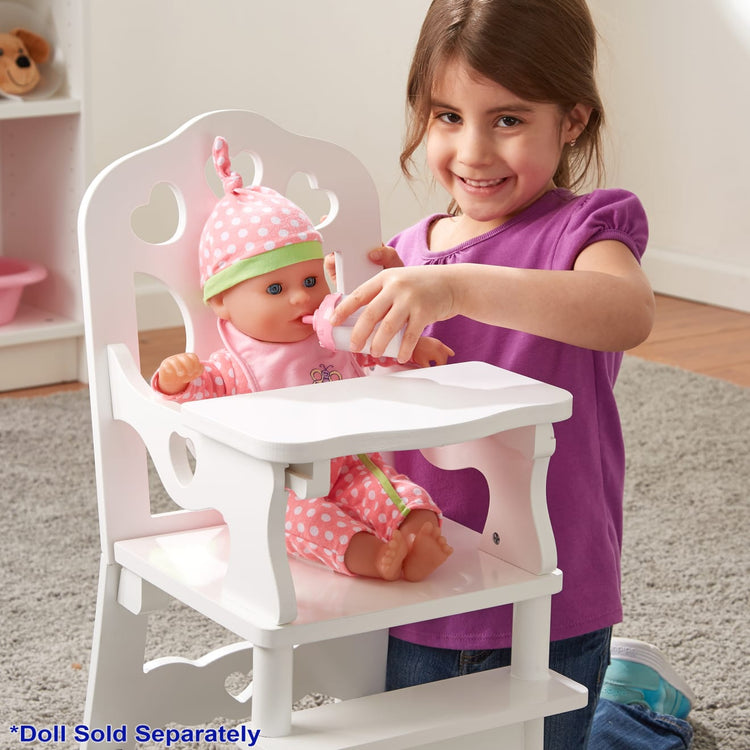 pink wooden dolls high chair