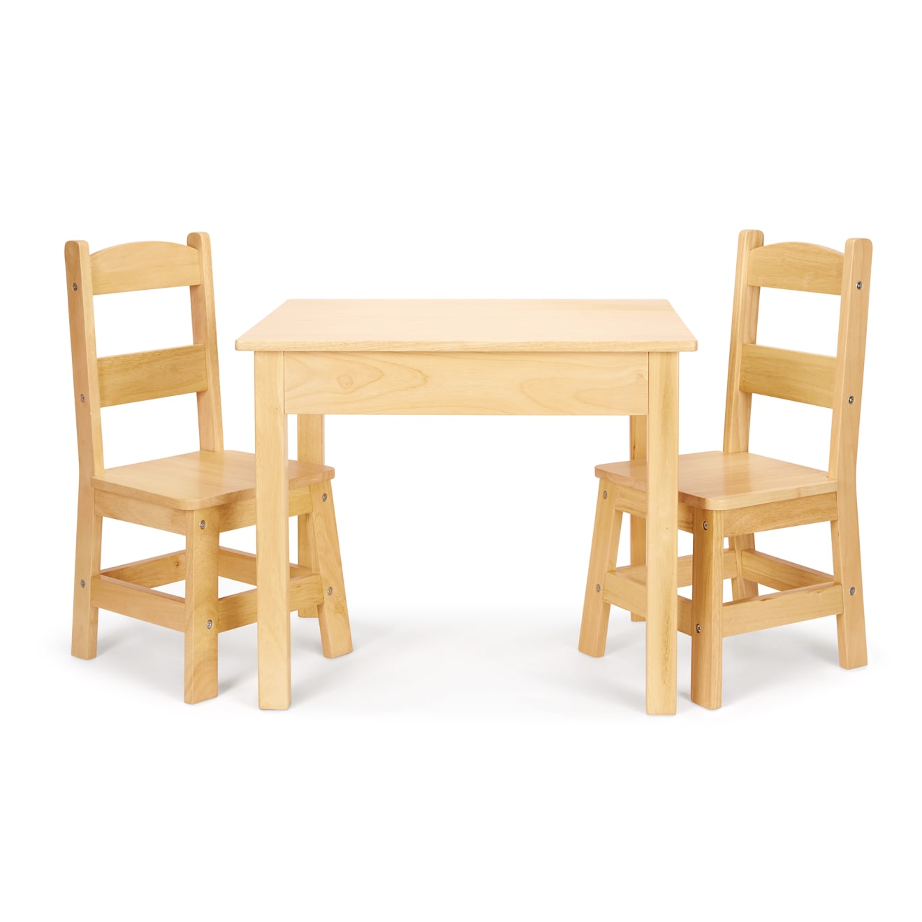 Melissa And Doug Wooden 3-Piece Table and Chair Set, Natural