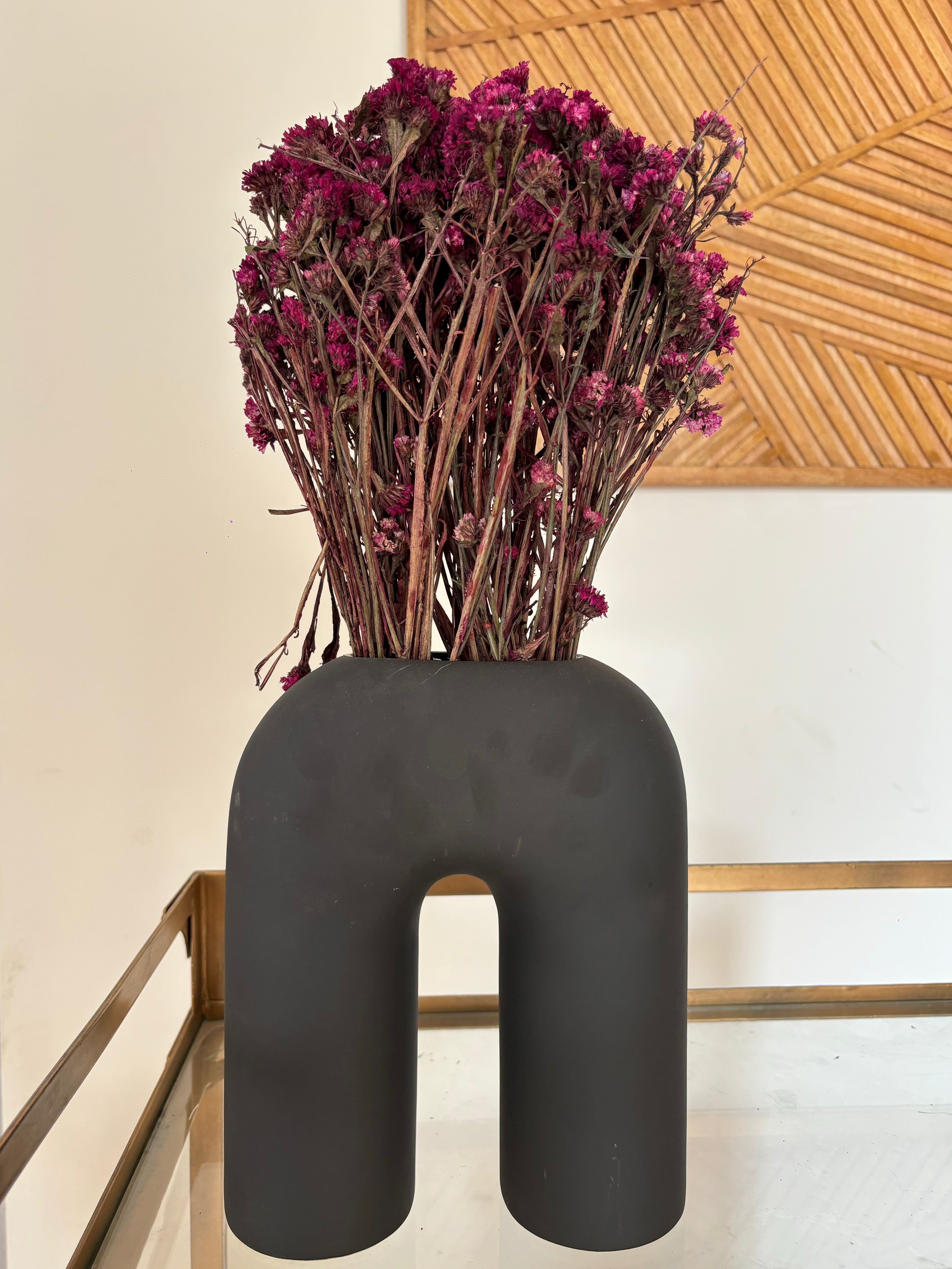 U-shaped Pink dried vase set