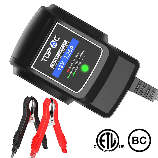 TOPAC 2/4A 6/12 Volt Automatic Car Battery Charger for automotive, motorcycle, boat & marine, RV, toys, power tool, lawn & garden battery systems - Ecart