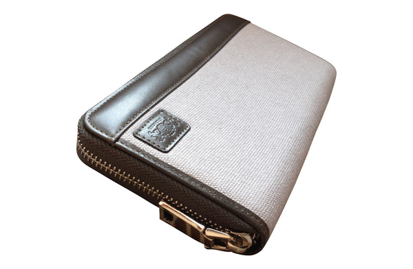 Men&#39;s Canvas & Leather RFID Zipper Travel Wallet - Grey – Avallone