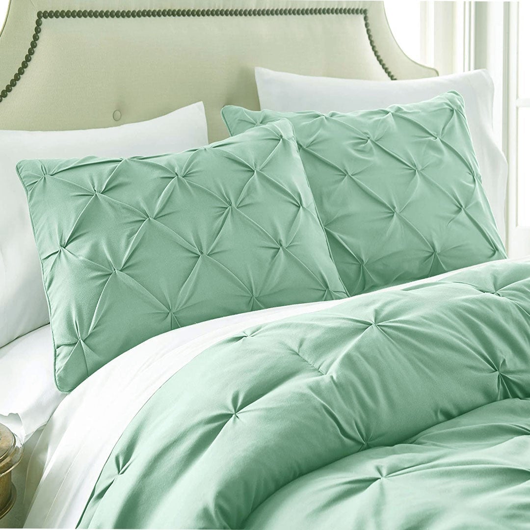 green pintuck duvet cover