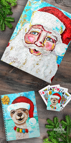 Holiday Jigsaw Puzzles Playing Cards and Notebook by Melinda Tomasello Art Zazzlei