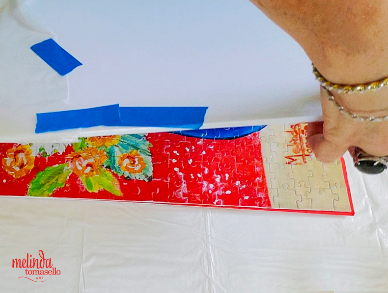DIY art puzzle tutorial removing wax paper board