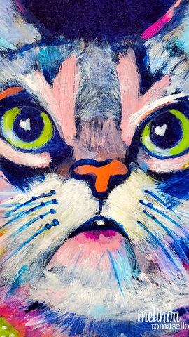 Close up of Kitty the Blue Purple Tabby Cats Eyes by Melinda Tomasello Arte Purple