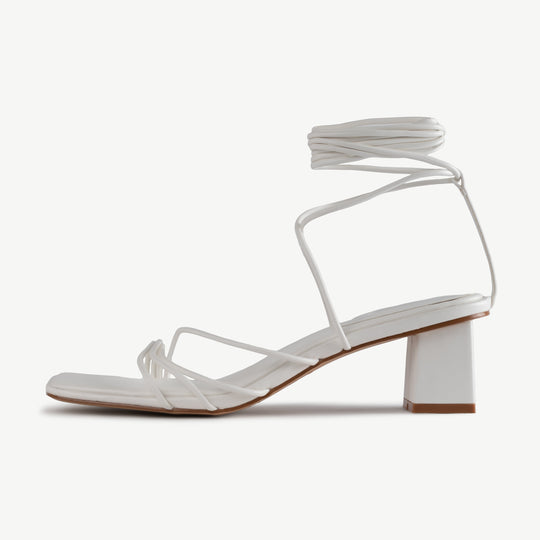Buy GNIST White Strappy Tie up Block Heel Sandal for Women Online in India