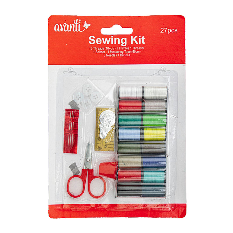 Avanti Sewing Kit,  DIY Sewing Supplies with Mini Scissor, Thimble, Threads, Sewing Needles, Tape Measure (27 Pcs) - 12 pack